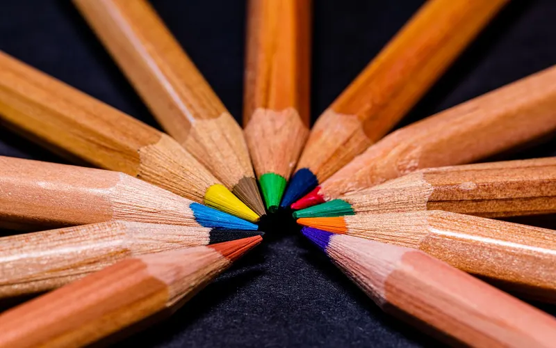 Assorted-color colored pencils with natural wood barrels