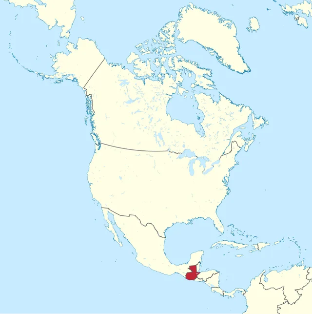 Map of North America with a Central American country bordering Mexico highlighted in red