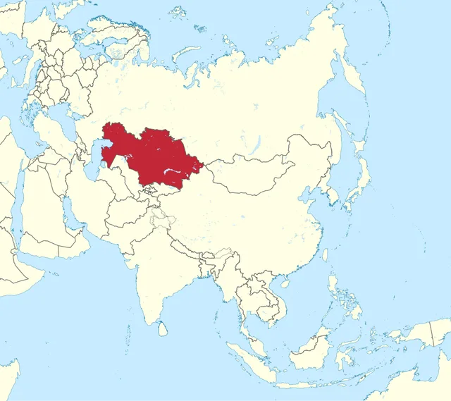 Map of Asia with a very large Central Asian country highlighted in red