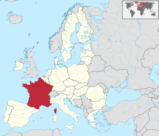 Map of the European Union with a large western country highlighted in red
