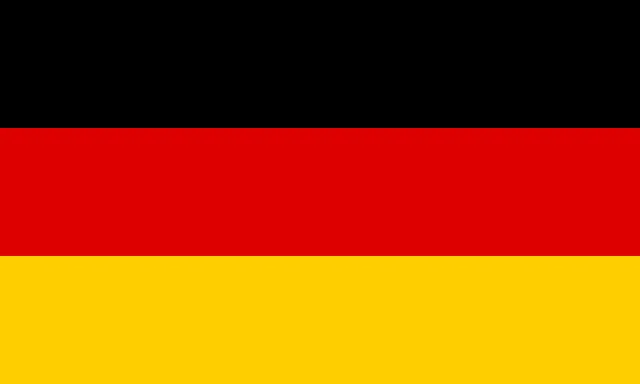 Flag with three horizontal stripes: black, red and gold