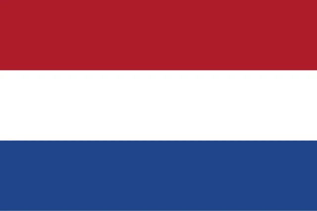 Flag with three horizontal stripes: red, white and dark blue