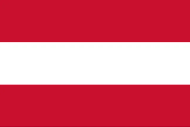 Flag with three equal horizontal stripes: red, white and red