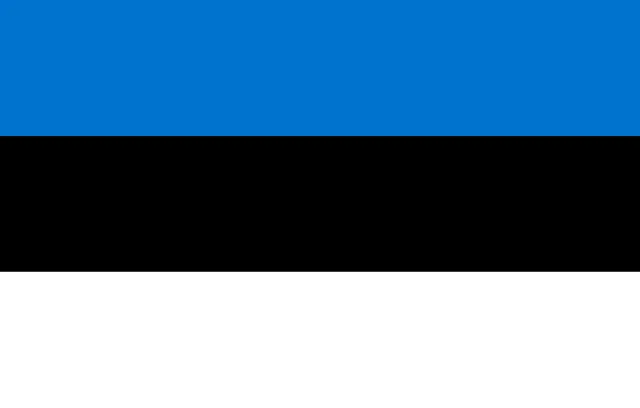 Flag with three horizontal stripes: blue, black and white
