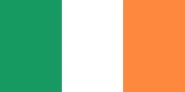 Flag with three vertical stripes: green, white and orange