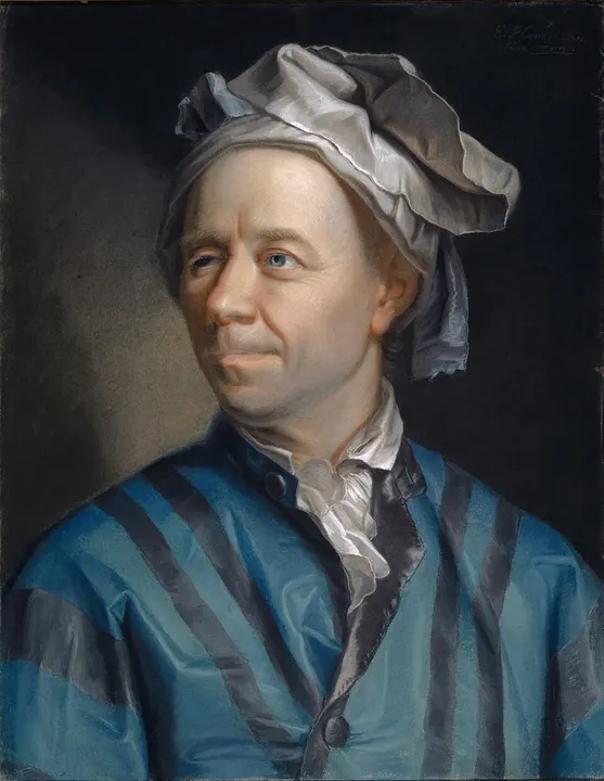 A portrait of a man in a powdered-wig era coat and cap.