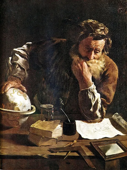 An old painting or bust of a bearded ancient Greek thinker.