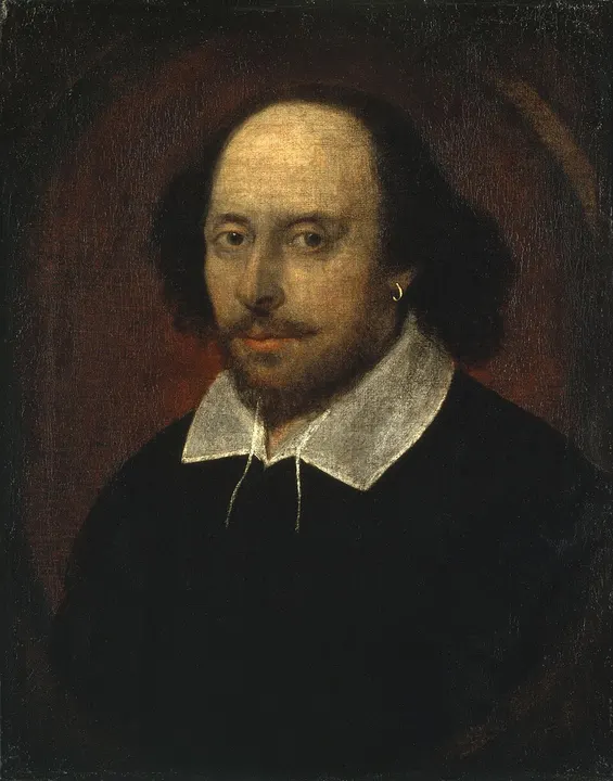 A painted portrait of a balding man with a goatee and a white collar.