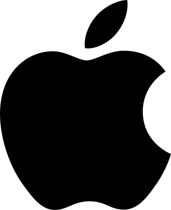 A plain black apple silhouette with a bite taken out.