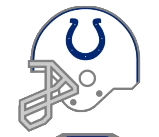 A drawing of a white football helmet with a logo on the side.