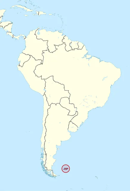 Map of South America with a red circle around islands in the South Atlantic east of the continent's southern tip