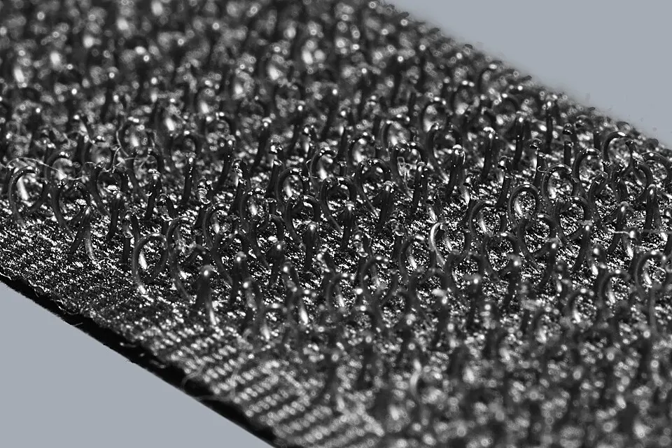 A close-up of hook and loop fastener strips.